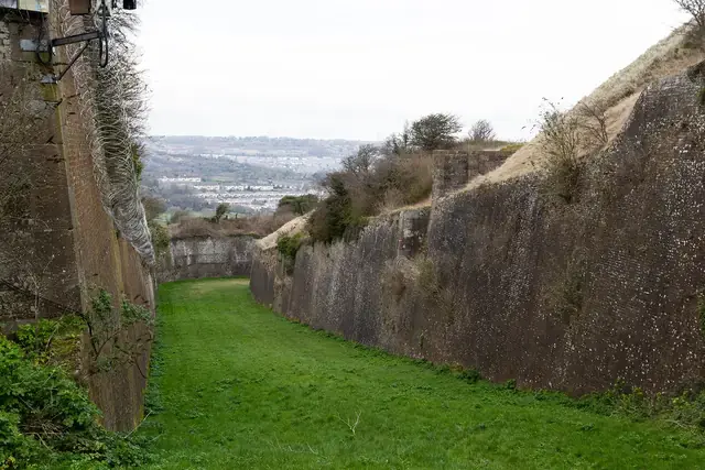 Defensive ditch curve with layered chalk textures
