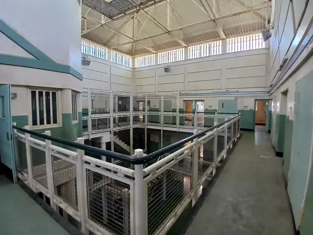 Atmospheric custodial interior with period textures